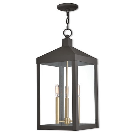 Livex Lighting Nyack 3 Light Bronze Outdoor Pendant Lantern 20587-07